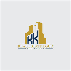 Fototapeta premium Modern KK Real Estate Logo Design with Building Silhouettes