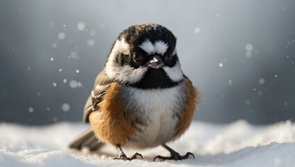Cute chickadee cartoon on a white background.
