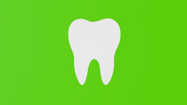 icon of a white tooth isolated on a green background