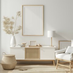 Home room interior with cozy chair and coffee table