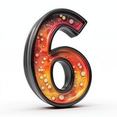 3D number 6 with modern game pc texture realistic modern design, soft lighting, white background 