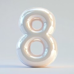 3D number 8 with modern game pc texture realistic modern design, soft lighting, white background 