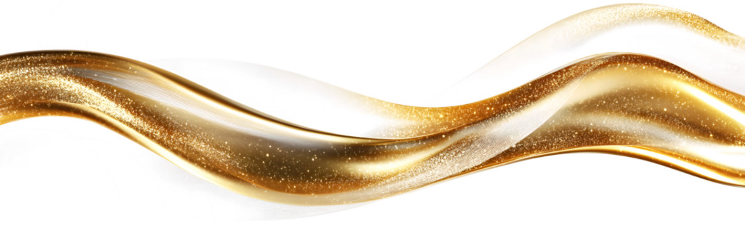 luxury abstract shiny golden wave on transparent background. design element. elegant gradient gold color