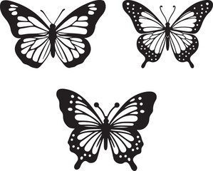  set of butterfly's silhouette design vector art illustration.