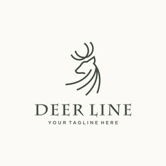 Obraz premium Deer head line elegant logo icon designs vector, suitable for your design need, logo, illustration, animation, etc.