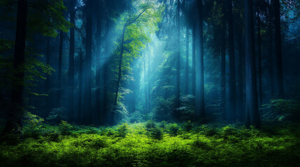 Obraz premium An Ancient Forest With Towering trees