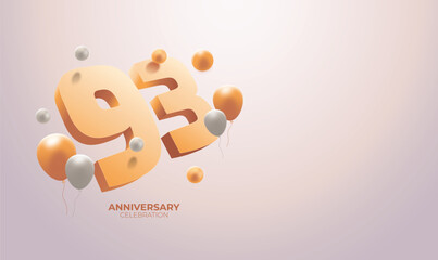 Elegant 93rd Birthday Anniversary Vector Banner with Copy Space – Customizable Design for Milestone Celebrations