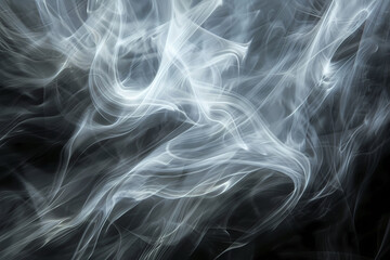 Fototapeta premium A mesmerizing swirl of delicate white smoke creating abstract patterns against a dark background.