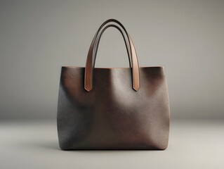 Stylish brown leather tote bag on a neutral background. Perfect for fashion and accessories photography.