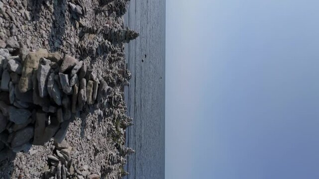 Stone Towers Beach Estonia (Baltic States), Saaremaa Island, Pyramids of Flat Stones Put as Lucky Charm Along the Beaches of the Southwest Pebble Beach, Ohessaare Tuulik, Kivi Rand Saaremaa, Estonia