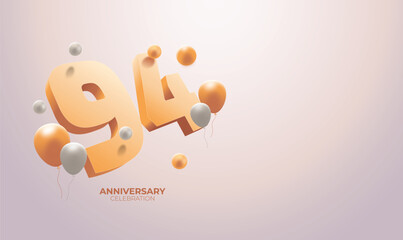 Customizable 94th Birthday Anniversary Vector Banner with Copy Space – Elegant Design for Milestone Celebrations
