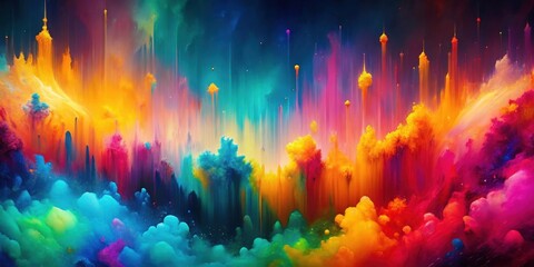 Fototapeta premium Abstract art background with vibrant color scheme and typography overlays , colorful, abstract, art, background, wallpaper