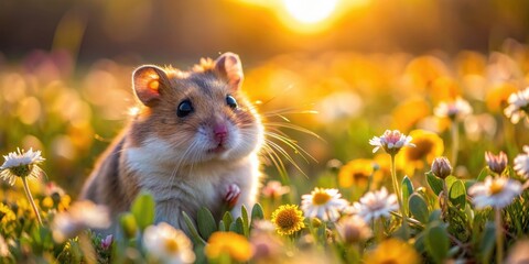 Adorable Hamster Exploring Sunlit Field