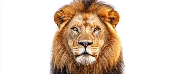 Obraz premium Majestic Lion in the Wild, a powerful full-body portrait showcasing the lion's grandeur and strength against a minimalist background, emphasizing its regal presence and natural beauty.