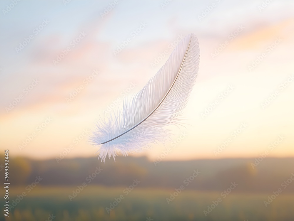 Poster a 3d rendered delicate feather gracefully floating in the air soft and wispy capturing a sense of li