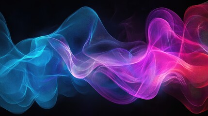 Obraz premium A vibrant abstract wave of blue and pink light, creating a dynamic visual flow.