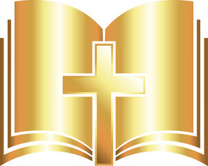 Open bible and golden cross