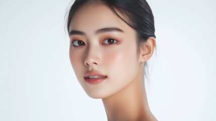 Beautiful Young Woman with Clear Skin.