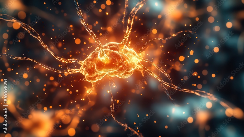 Poster this captivating visual highlights the intricate structure of neurons, displaying their connections 