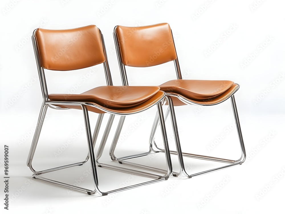 Poster a set of modern nesting chairs with a minimalist and sleek design showcased against a clean white ba