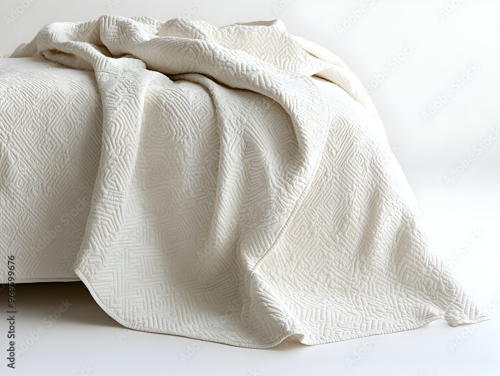 Poster A simple yet sophisticated quilted bedspread displayed on a clean white background showcasing its elegant pattern and soft cozy texture