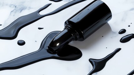 Obraz premium Black Nail Polish Spilled On Marble