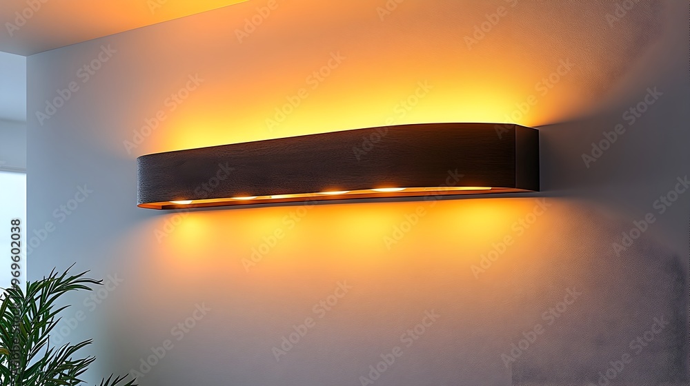 Poster a sleek modern wall mounted led lamp with a rectangular design providing ambient lighting and a touc