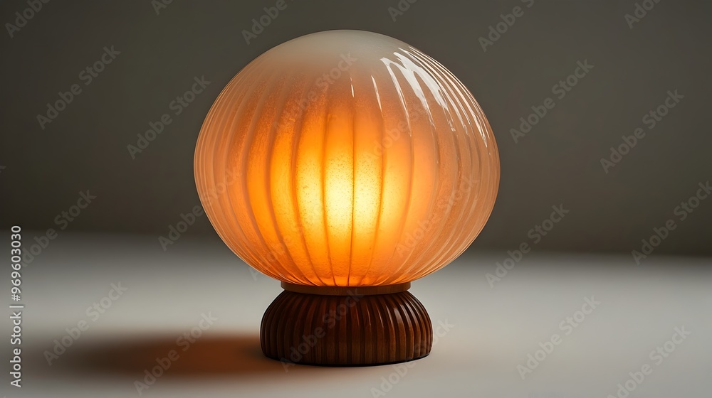 Poster a stylish and elegant art deco inspired lamp with a frosted glass globe creating a warm and inviting
