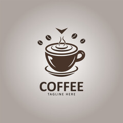 Coffee cup, cafe logo design vector illustration.