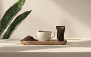 Fototapeta premium How can the image be part of a campaign that educates consumers on the benefits of coffee as a natural ingredient in both food and skincare