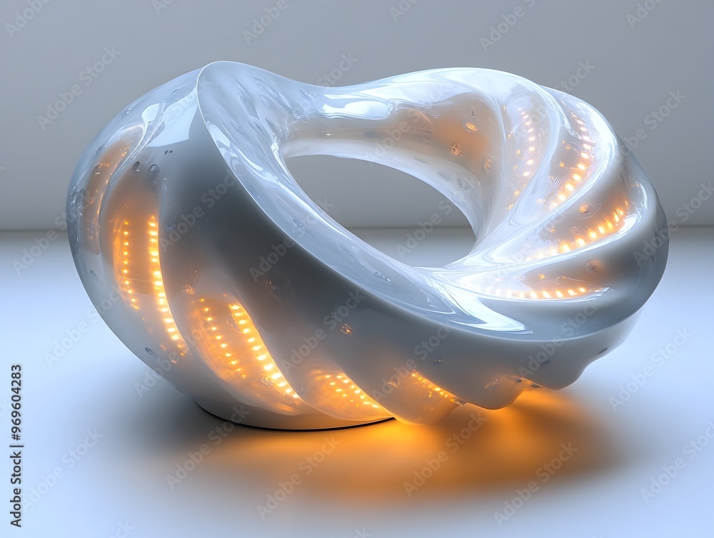 Poster a visually striking futuristic lamp with a mesmerizing spiral led design offering a captivating glow