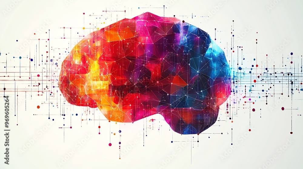 Canvas Prints vector design of an abstract geometric representation of the human brain with bright colors and clea