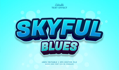 Naklejka premium Skyful Blues Editable Text Effect Style 3d Modern