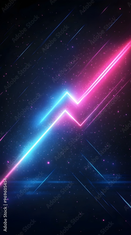 Poster abstract showcasing a dynamic arrow shape in motion surrounded by a mesmerizing light effect with vi
