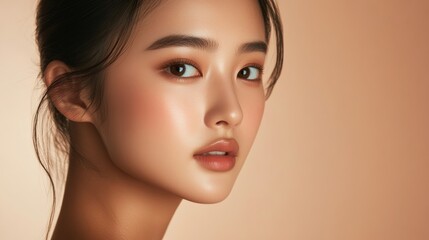 Fototapeta premium Closeup portrait of a young woman with perfect skin.
