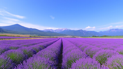 Fields of lavender under a warm summer