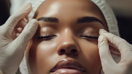 Obraz premium Woman receiving facial massage.