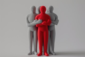 Illustration of Social Dynamics: Individual vs. Group in 3D Form