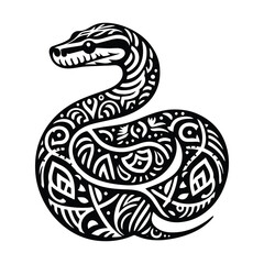 Fototapeta premium Python in bohemian black and white silhouette illustration -