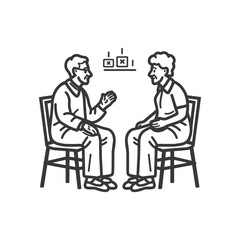 Two Seniors Sitting on Chairs and Talking