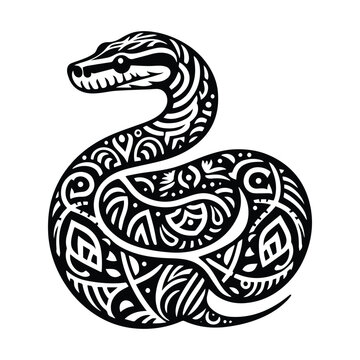 recommend clip art: Python in bohemian black and white silhouette illustration -