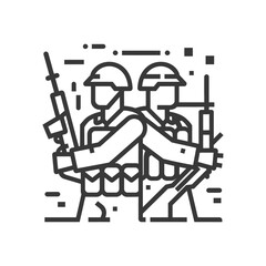 Two Soldiers Holding Rifles Standing Side by Side