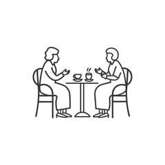 Two Women Sitting at a Table with Coffee Cups