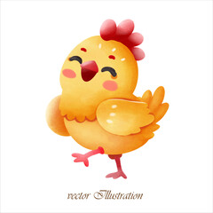 chicken hand draw water color. vector illustration