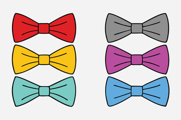 Colorful Bow Tie Grid Illustration set Modern Fashion Design for Branding