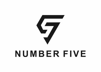 number five logo, design, vector, illustration, creative icon, template