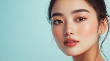Fototapeta premium Close-up portrait of a beautiful young woman with perfect skin.