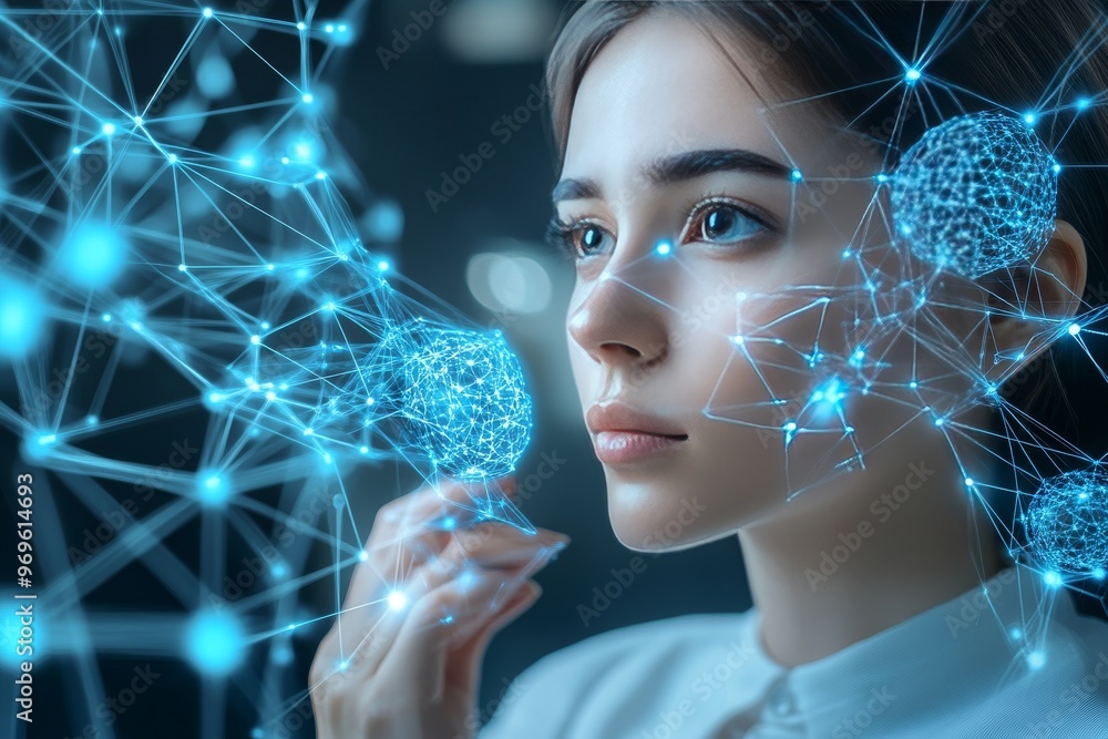 Poster neuroplasticity memory formation neuroinflammation and synaptic transmission woman surrounded by dig