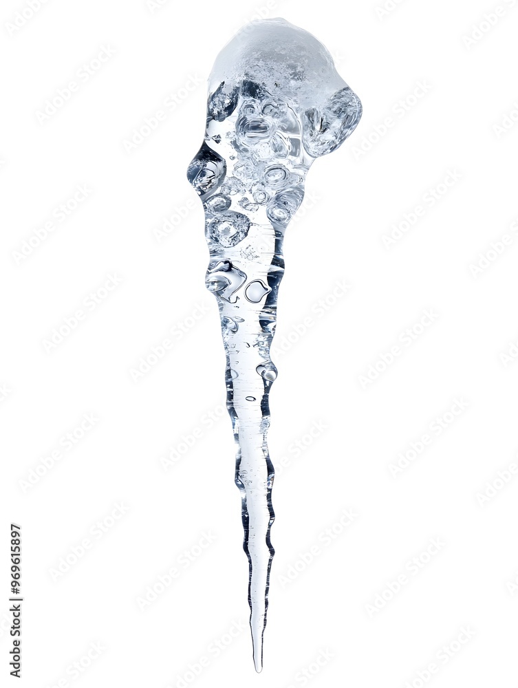 Poster captivating image showcasing a frozen icicle with intricate geometric crystal formations creating a 