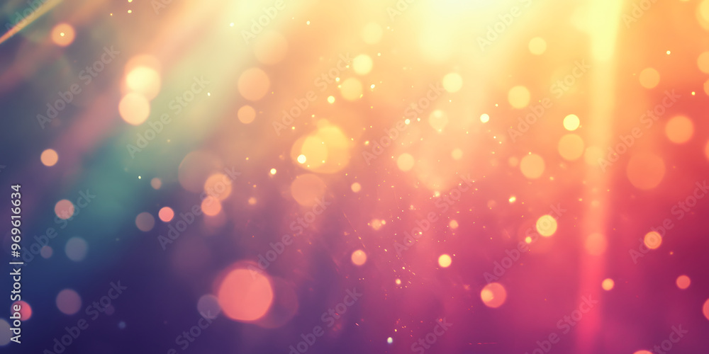 Aufkleber golden hour sparkle: a mesmerizing bokeh background with golden light rays and sparkling dust partic